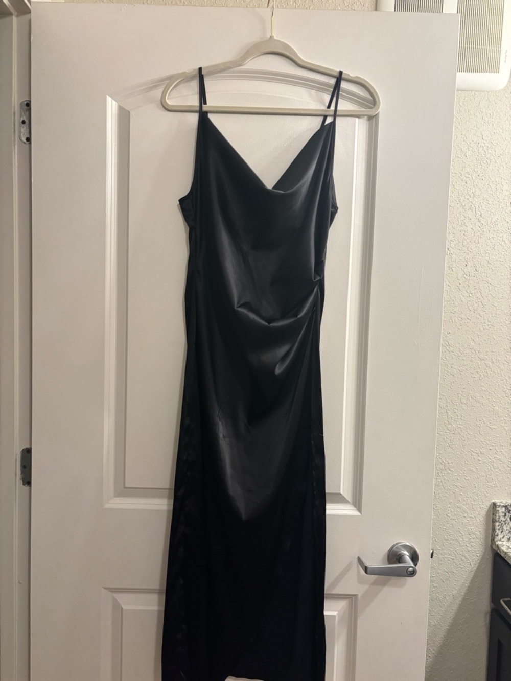 Satin Slip Dress - Black